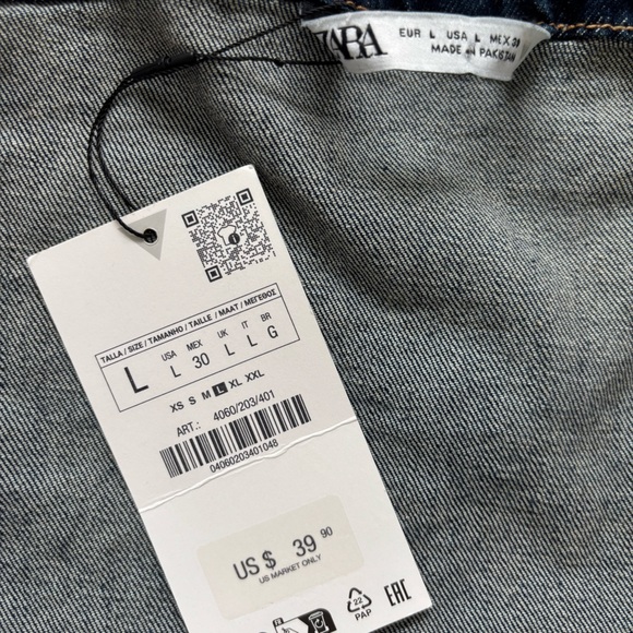 ZARA Strapless Cropped Corset-Style Blue Denim Tube Top—NWT—L - Picture 6 of 9